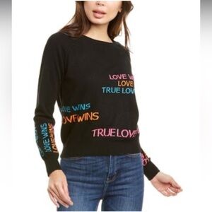 Scott & Scott London Black Cashmere Rue La La Love Wins Sweater Small